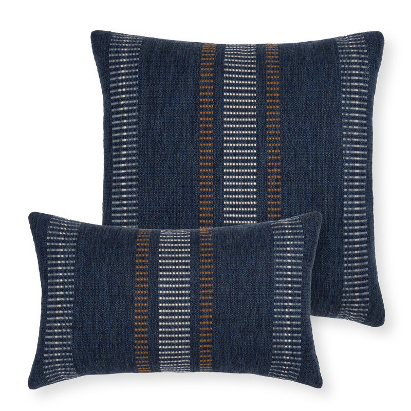 Transportive Journey Outdoor Rectangular Performance Pillow Cover & Insert, Indigo Striped, Polyester