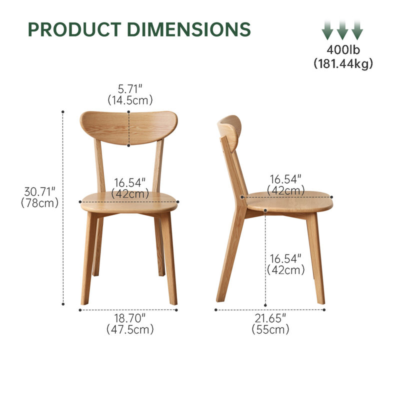 Chaise de salle à manger en chêne massif (ensemble de 1), Chêne, 1