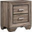 Table de chevet à 2 tiroirs au fini taupe délavé, structure rectangulaire, structure, tiroirs doubles pour le rangement dans la chambre à coucher, 27 pouces de hauteur et 23,5 de largeur avec couleur, fabrication, chambre spacieuse, profondeur de 16,5 po