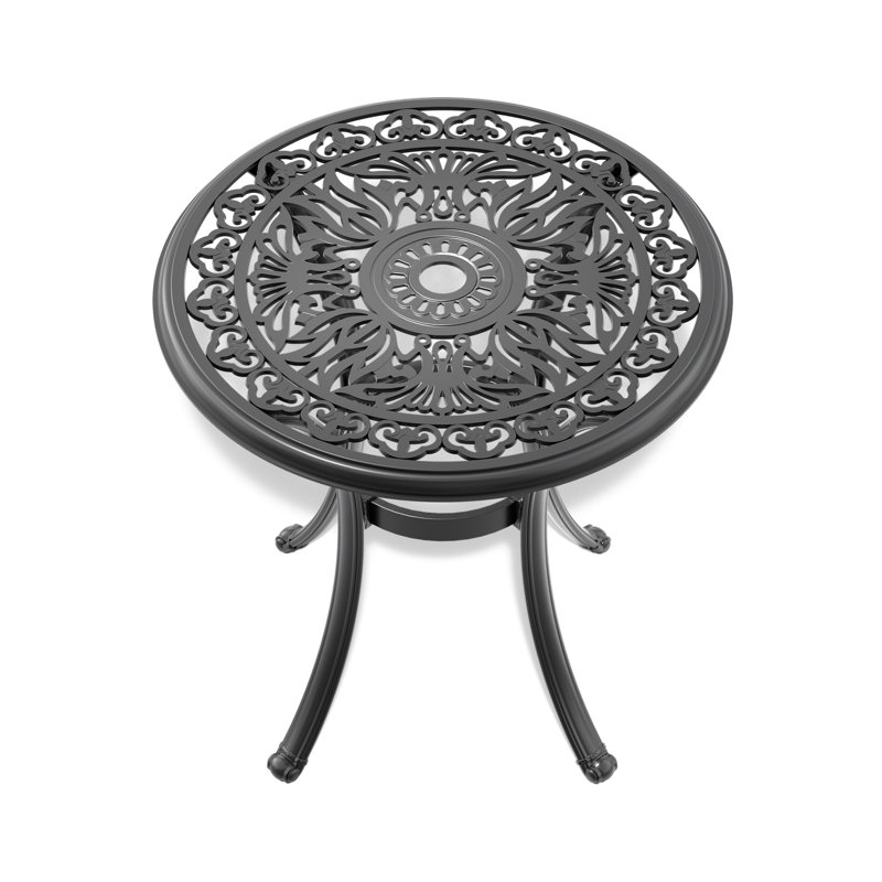 Cast Aluminum Patio Table 27.08" - Black, Umbrella Hole, 14.42lbs, , 160lbs Capacity, 4 Seat, 27.08-inch For Black Frame, Slot, Weight 4 Seating, Rust Proof