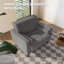 Fauteuil club capitonné avec accoudoirs carrés en velours côtelé gris clair Iliana avec 2 coussins-1412497952