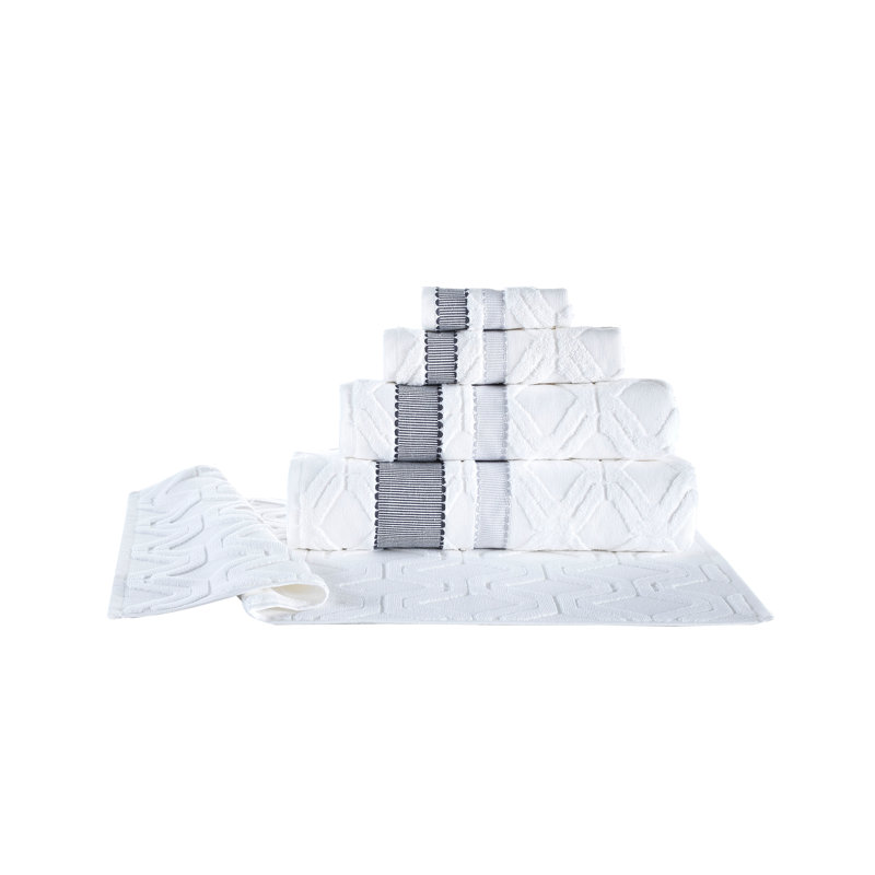 Turkish Cotton Plush Jacquard Mulit-Size Set, White