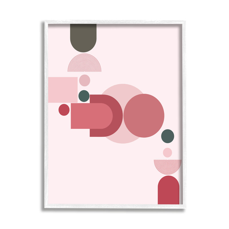 Stupell Industries Pink Varied Geometric Shapes Framed Giclee Art Design By Lil' Rue, H 14 po x l 11 po x P 1,5 po