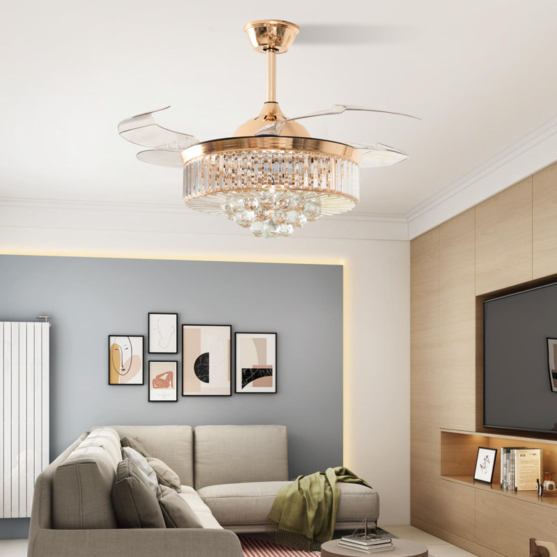 Ventilateur de plafond de 42 po avec lumières DEL Guendolle, Doré