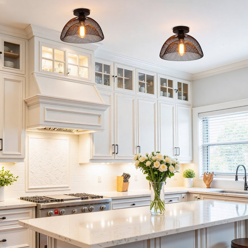 1-Light Modern Farmhouse Semi Flush Mount