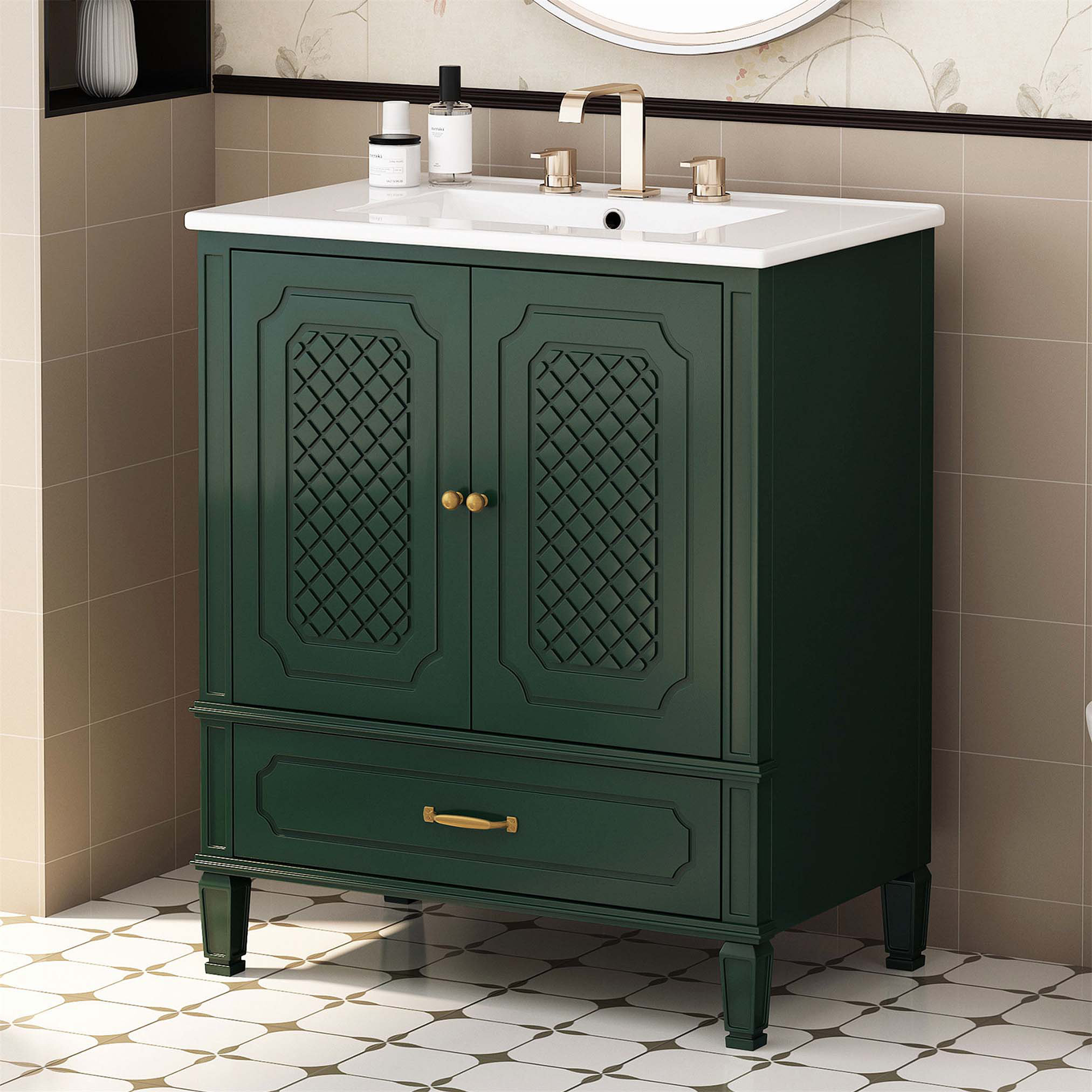 Winston Porter 30Inch VintageStyle Bathroom Vanity with Sink/ Soft — free download