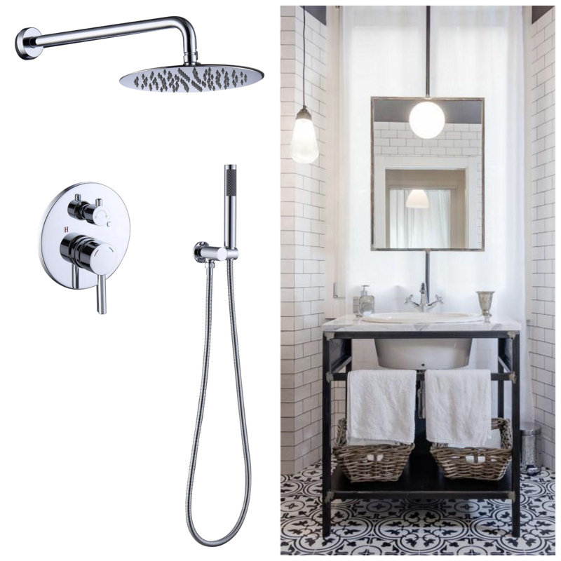 Diverter Complete Shower System with Rough in-Valve, Chrome