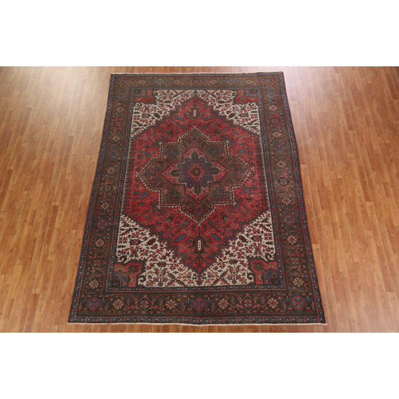 Tapis vintage en laine Heriz Vintage noué à la main 8 x 11 po Vintage