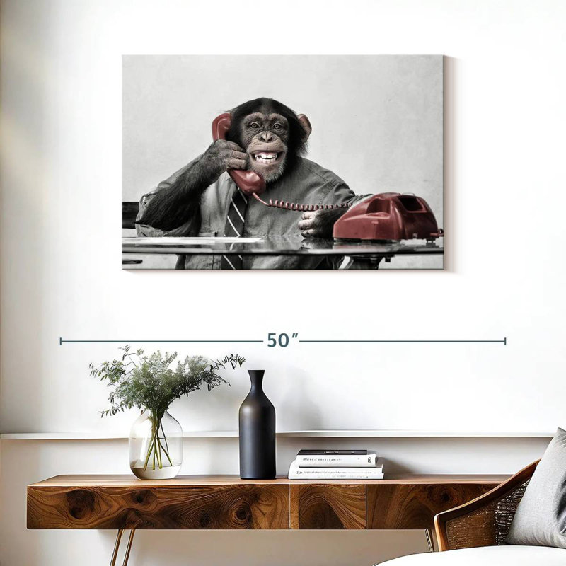 Chimpanzee Business, 24" H x 36" W