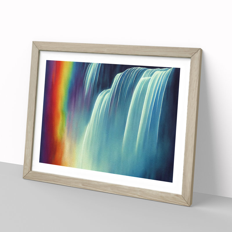 Colourful Watercolour - Single Picture Frame Print, 25cm H x 34cm W x 2cm D, Oak Framed