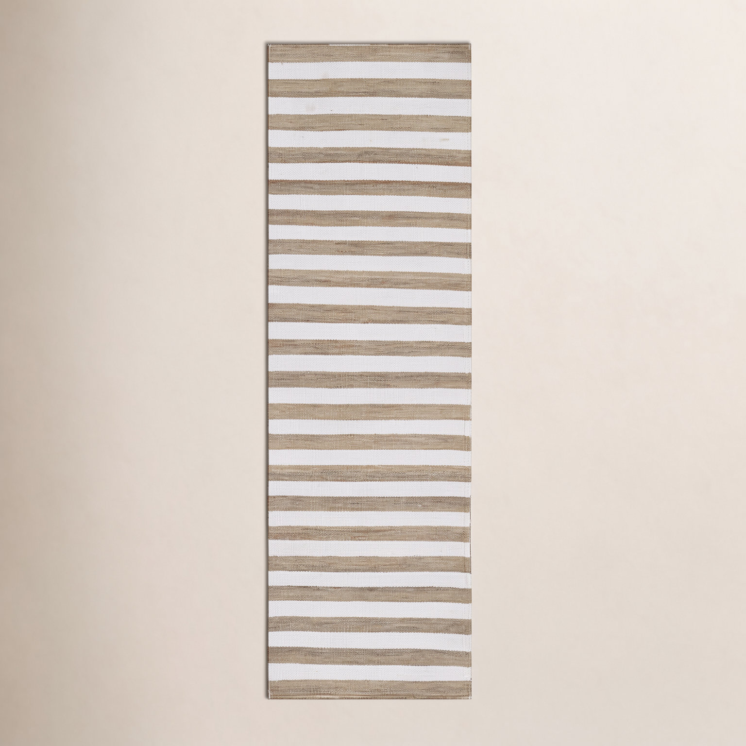 Rockaway Brown Hand-Woven Striped Outdoor Rug, 2'3" X 8' Runner
