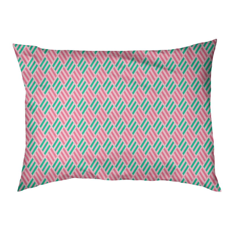 Coussin pour chien à rayures losanges Byrge, Grand (l 42,5 po x P 32,5 po x H 14 po), Rose / sarcelle