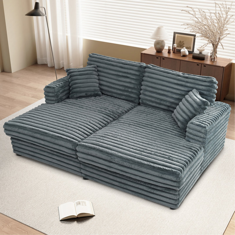 Méridienne surdimensionnée 86 po Corduroy, Gris