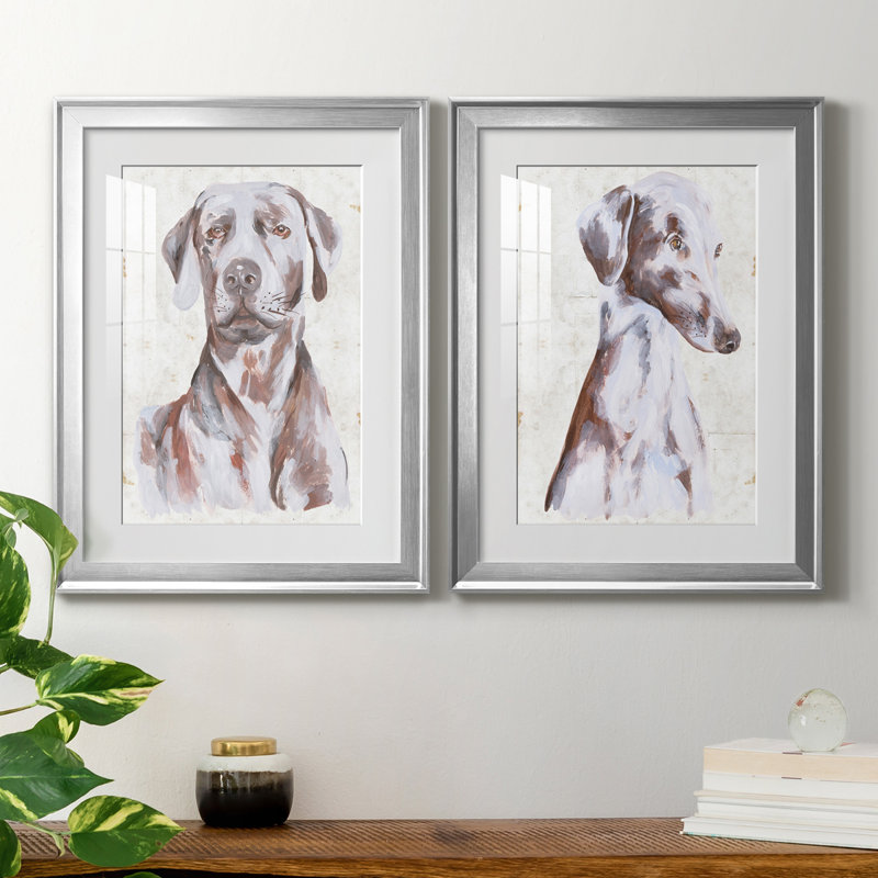 «Sitting Dog I», reproduction encadrée de qualité supérieure - prête à être accrochée, H 30,5 po x l 45 po x P 1 po