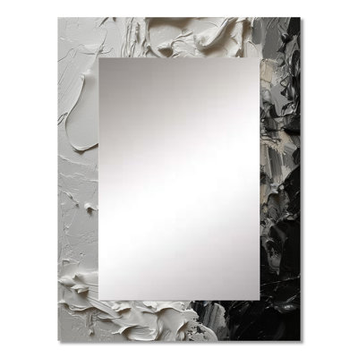 White And Black Tranquility Unleashed IV - Marble Decorative Wall Mirror, Modern Mirror, Printed Metal Art