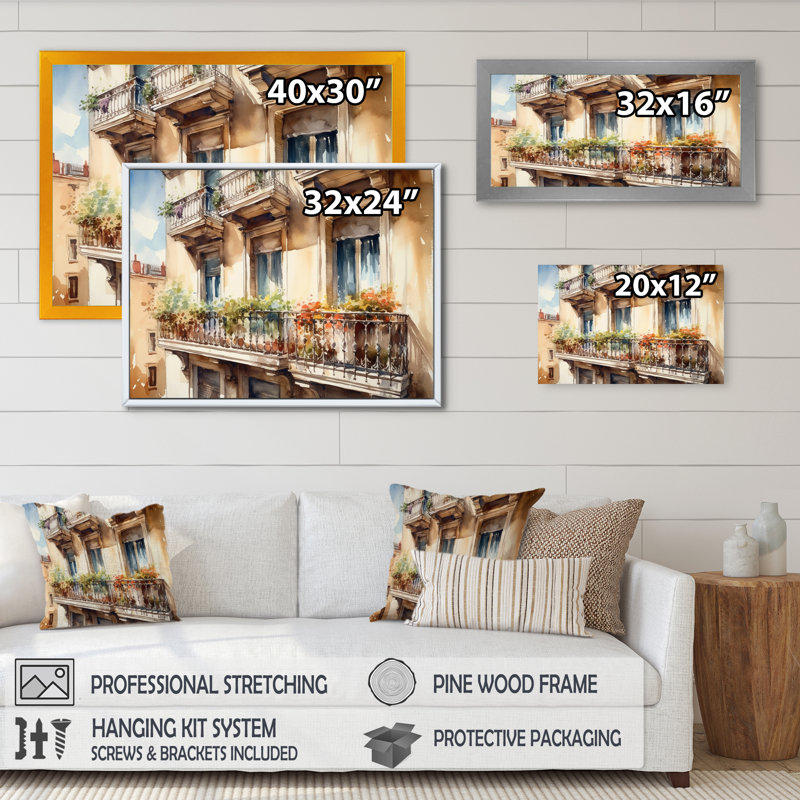 «Rufael Barcelona Old World Charm I», reproduction sur toile, H 12 po x l 20 po x P 1 po, Toile tendue