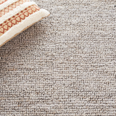 Servan Natural Fiber Hand Woven Jute/Wool Abstract Rug in Gray/Black