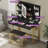 Makeup Vanity Desk with LED Lighted Mirror & Power Outlet & Stool-1222395776