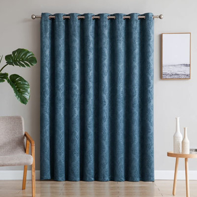 Nakagawa Damask Embossed Room Darkening Patio Door Curtain Panel for Patio Doors or Extra Large Windows