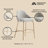 Gracie Modern Vegan Leather Upholstered Steel Counter Stool in Stone Gray and Gold-659403854-658843871