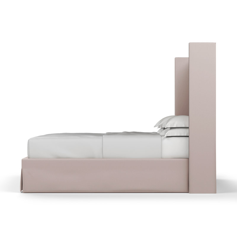 Lit tapissier Kaiser Box, Double, Velours moelleux rosé