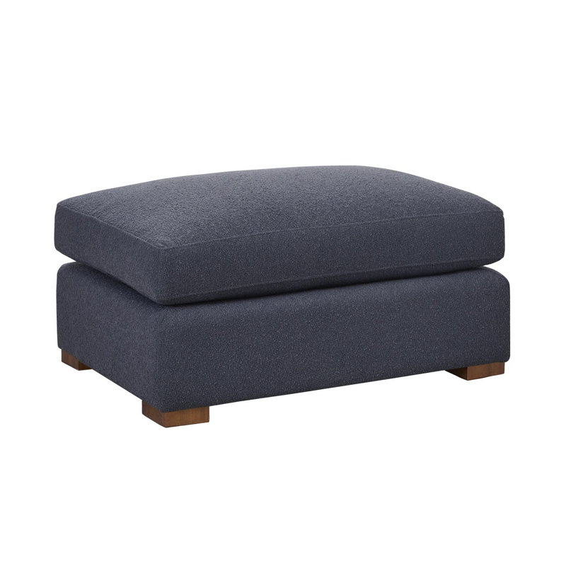 Audrey Upholstered Ottoman, Rise Navy Performance Upholstery
