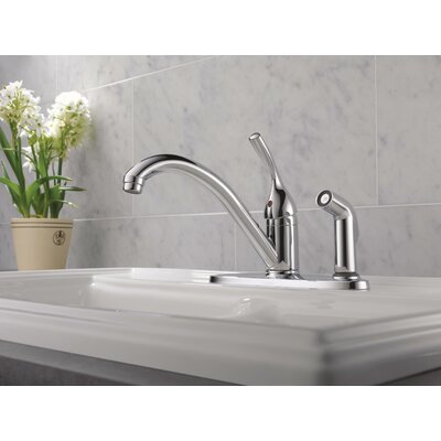 Classic Single Handle Standard Kitchen Faucet with Side Spray and Diamond Seal Technology -  Delta, 300-DST