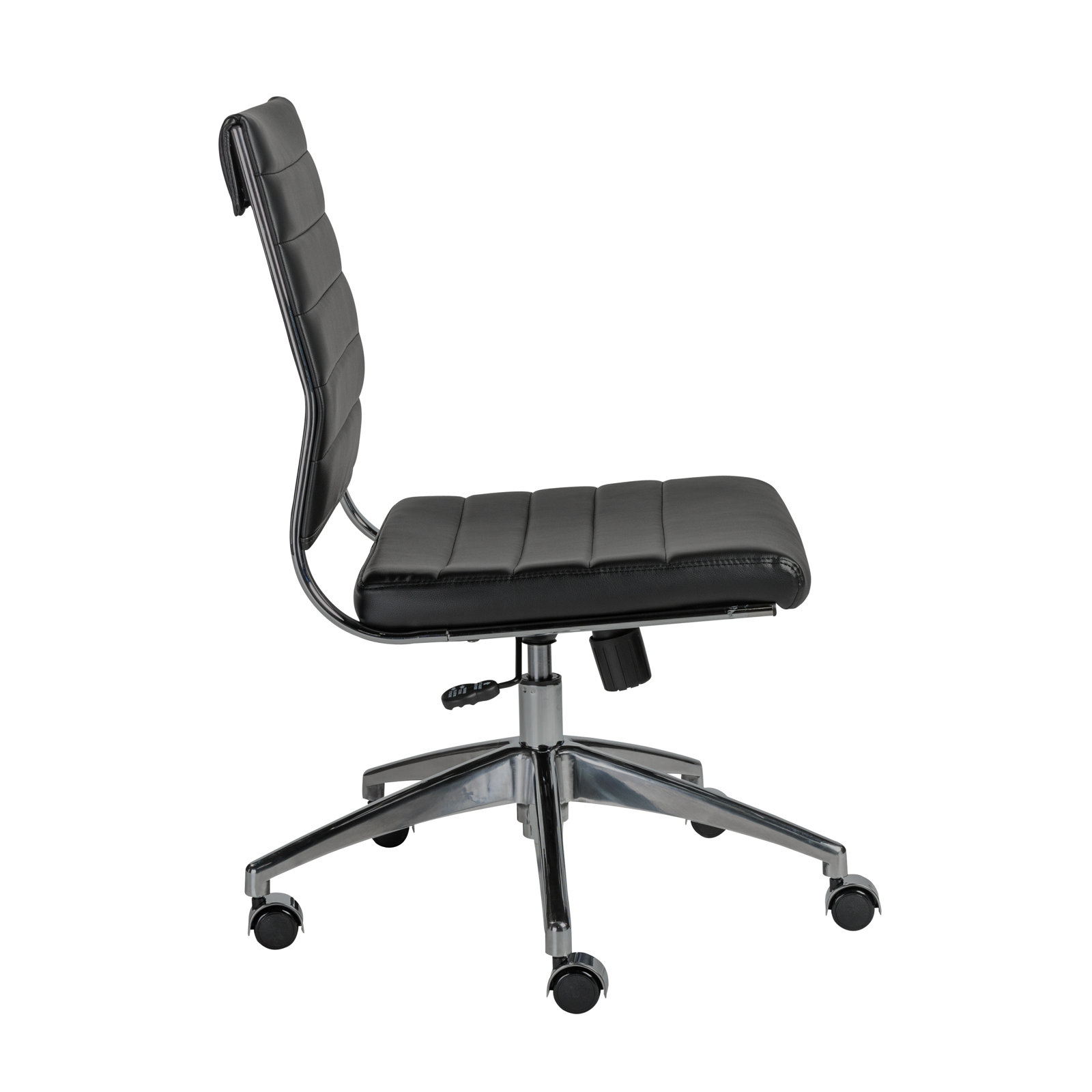 Rossie Swivel Office Chair, No, Black Faux Leather