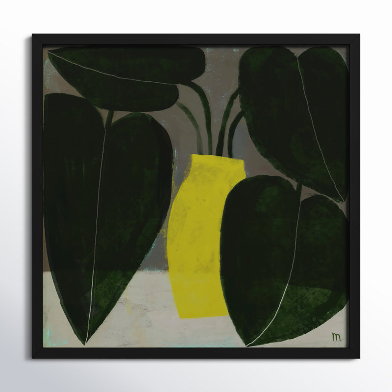 Plant #7 Painting by StudioM, 44" H x 44" W, Black