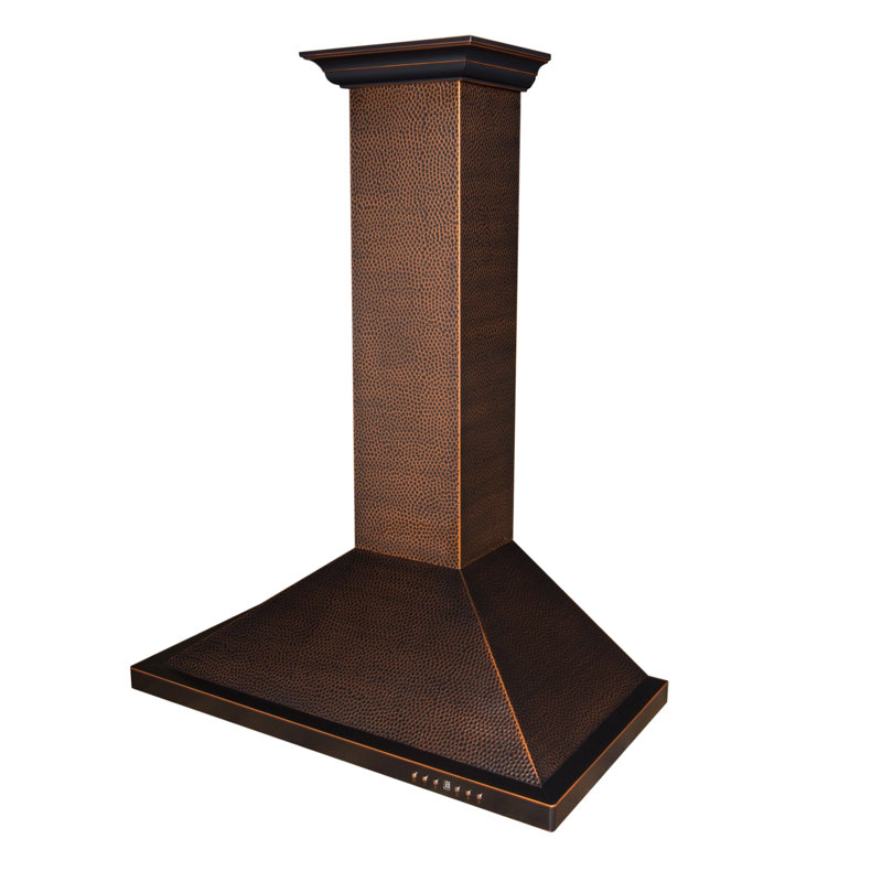 ZLINE 36 in. Designer Series Hand-Hammered Convertible Vent Wall Mount Range Hood, Hand-Hammered Copper
