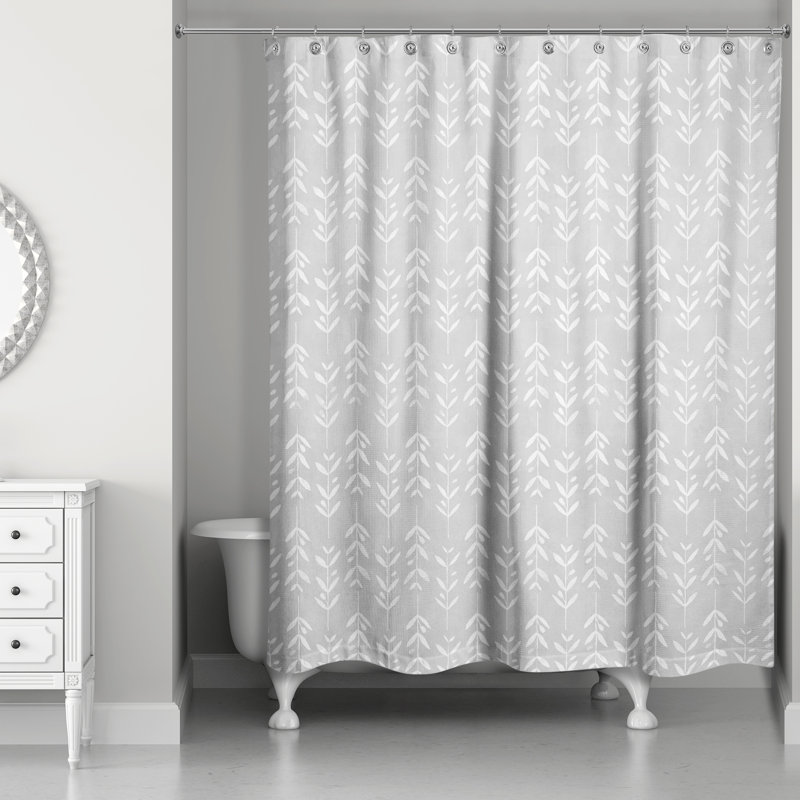 Rideau de douche simple à motif floral, Gris clair