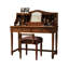 Meuble-lavabo rétro 47,24 po en bois massif brun avec miroir et tabouret