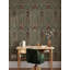 Papier peint damassé rétro floral beige et gris anthracite-744470488