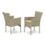 Ensemble de mobilier d'extérieur en osier 5 pièces comprenant une table de bistro rectangulaire avec plateau en verre et 4 fauteuils de balcon avec coussin, lin naturel-306551749-395215663