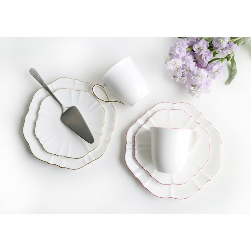 Amelie Bone China Coffee Mug, White/Roseate