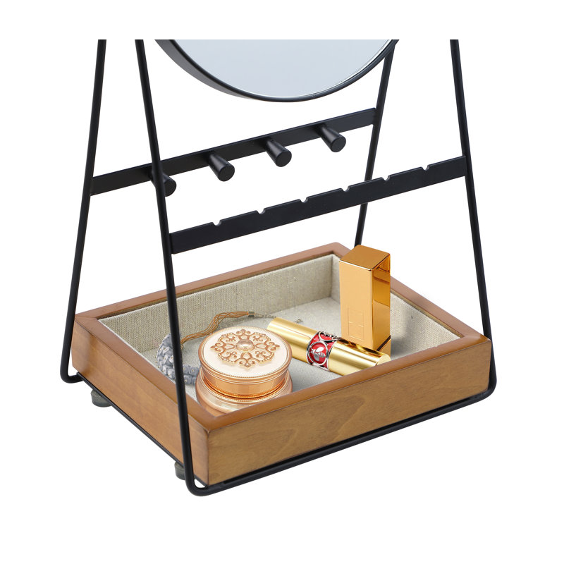 Organisateur de bijoux avec miroir Kenna, Noir / brun