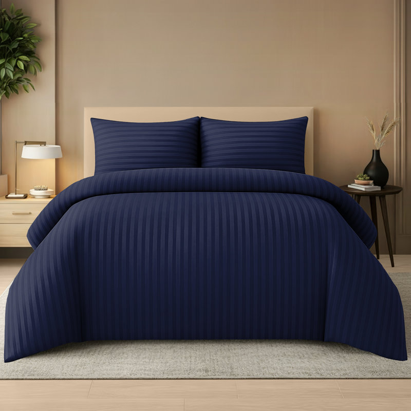 Microfiber Striped Duvet Cover Set, Kingsize