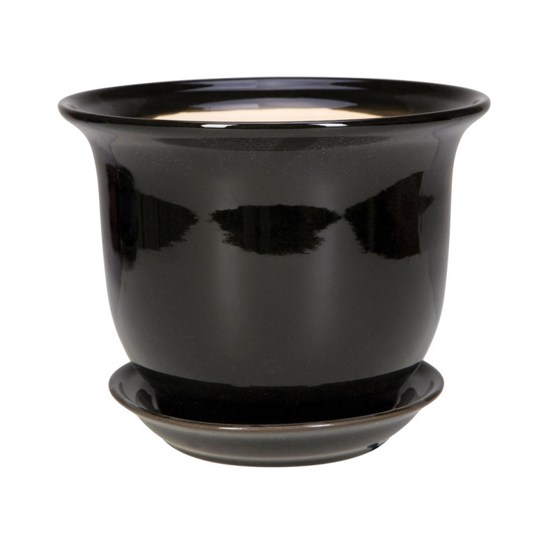 7 in. Lipped Pot w/ Saucer - Black, Black