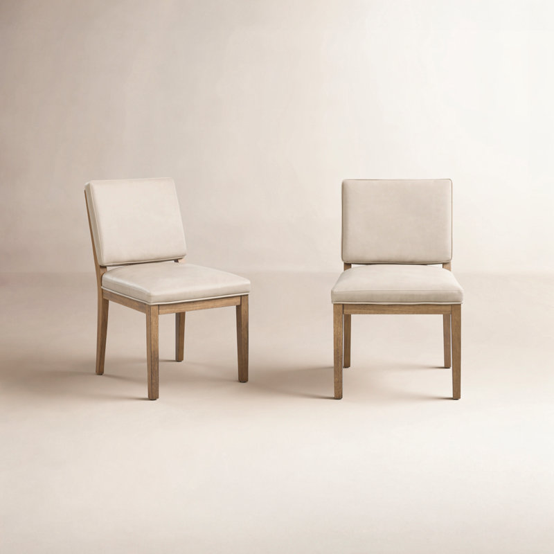 Ashleigh Aurora Leather Upholstered Soft Back Chair, Latte (Set of 2)