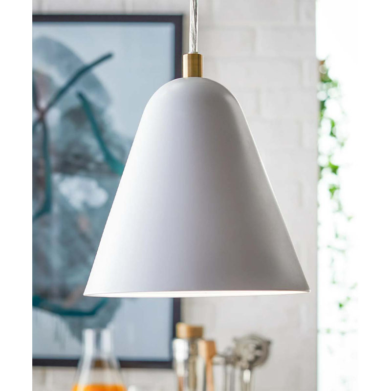 Luminaire suspendu conique à 1 lumière Ervard, Blanc