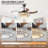 48" Contemporary Crystal LED Retractable Ceiling Fan With Light And Remote Control, 6-Speed Quiet Reversible DC Motor,4 Blades Modern Ceiling Fans For Kitchen Bedroom Dining Room Patio