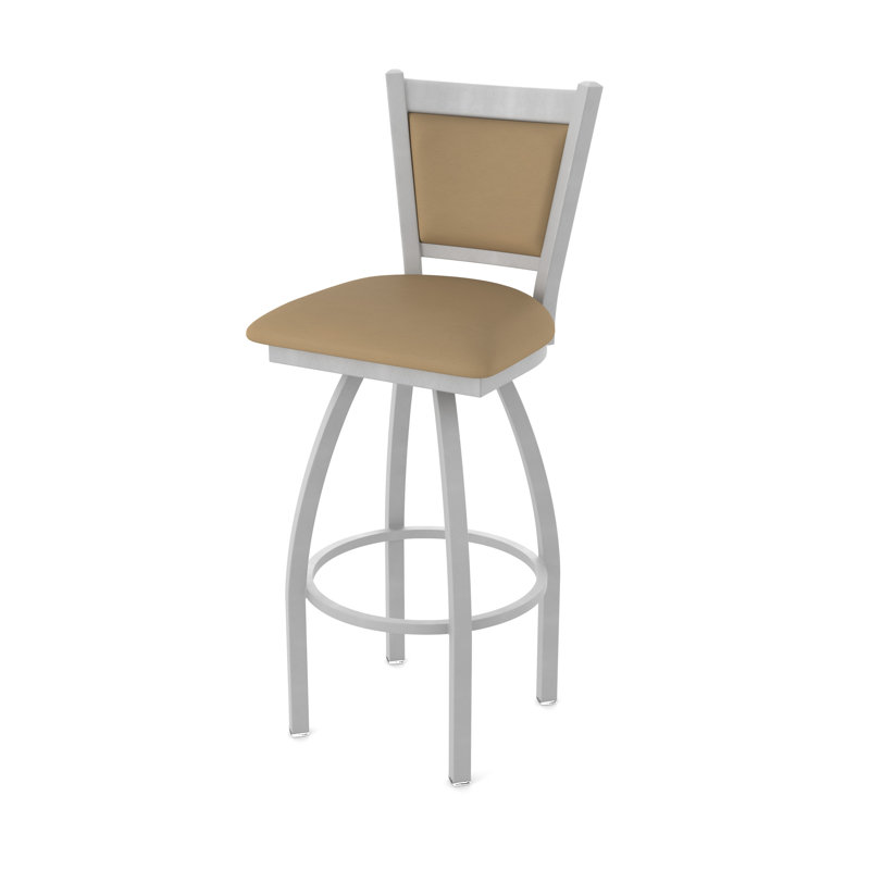 Tabouret pivotant Hadleigh, Nickel anodisé, Tabouret de bar (siège d’une hauteur de 30 po), Vinyle - sable Canter