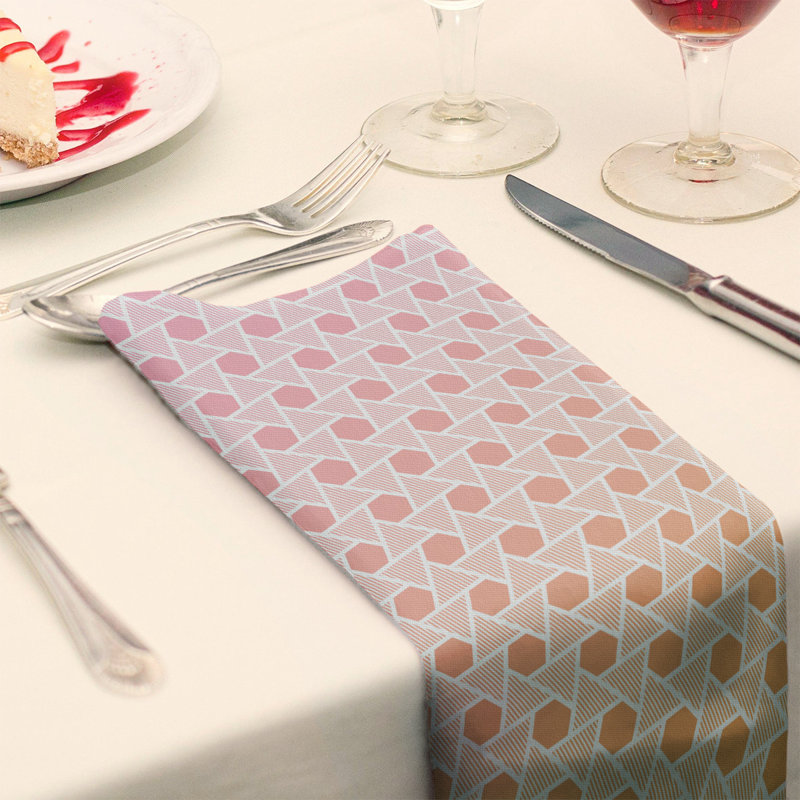 Serviette triangles hexagonals Mcguigan, H 10 po x l 10 po x P 0,1 po, Rose / Orange, Coton
