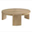 Ensemble de table de salon contemporain 2 pièces, table basse ronde en bois massif et table d'appoint, finition bois flottant Kepler