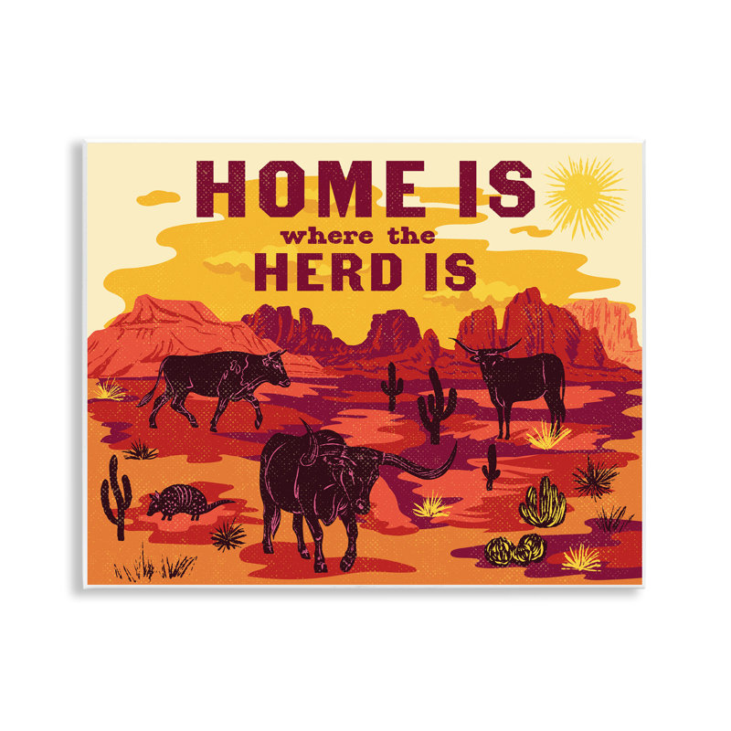 Plaque murale Western Home Where Herd Is, design par Diane Labombarbe