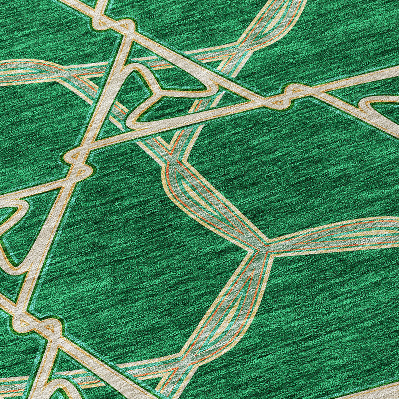 Emerald Geometric Flat Woven 8' x 10' Synthetic Rug