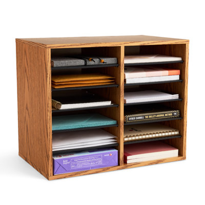 Wood Adjustable-Compartment Literature Organizer (Desktop)