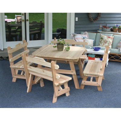 Cecilio 8 - Person Wood Patio Dining Set with Square Table