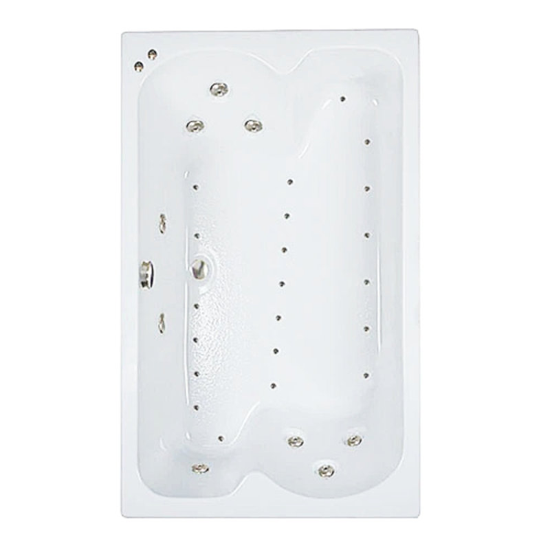60" L X 43" W Drop In Combination Acrylic Bathtub with Center Drain in White