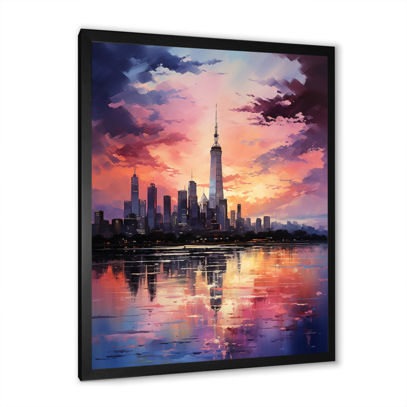 Mystical Skyline Hues I, Cadre simple noir, H 20 po x l 12 po x P 1 po